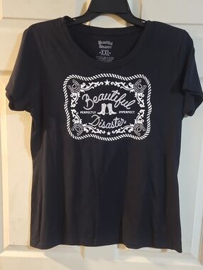 BEAUTIFUL DISASTER LIMITED EDITION Cowgirl Tee : BLACK: New Without Tags: XXL